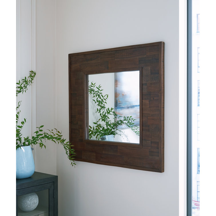Hensington 45'' Square Reclaimed Wood Brown Accent Mirror