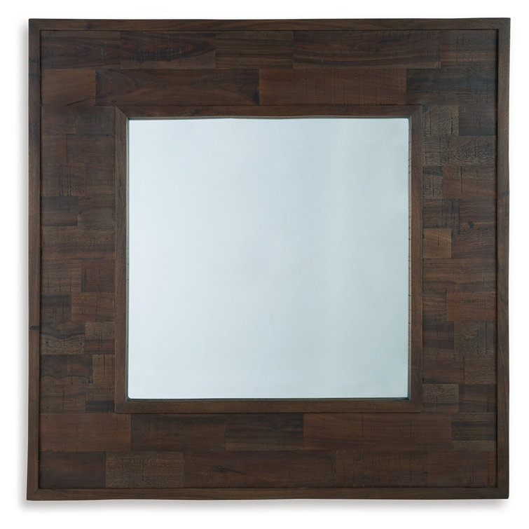 Hensington 45'' Square Reclaimed Wood Brown Accent Mirror