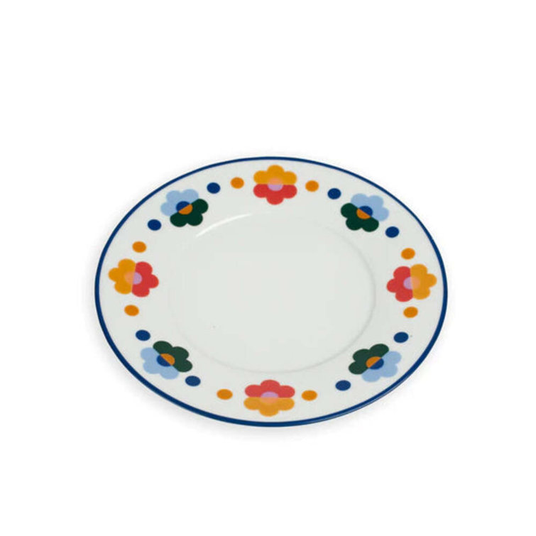 Hand-Painted Floral Porcelain Salad Plates, Set of 4
