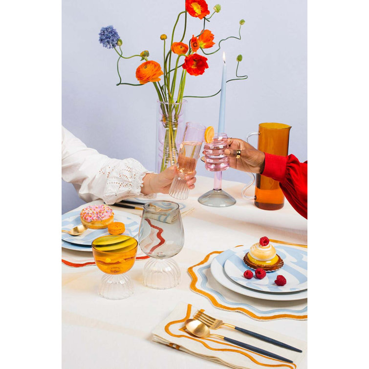 Amber Embroidered Linen Napkins Set of 4