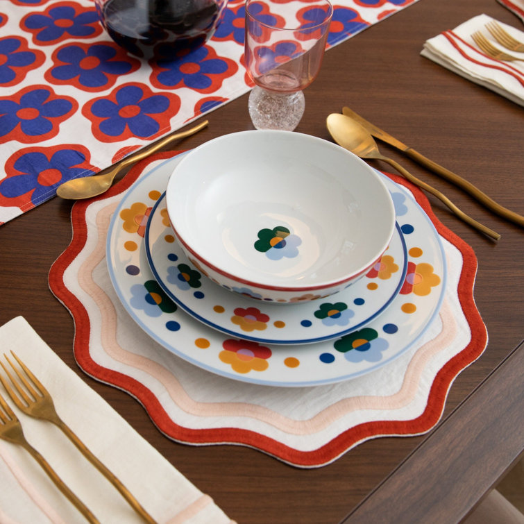 Hand-Painted Floral Porcelain Salad Plates, Set of 4