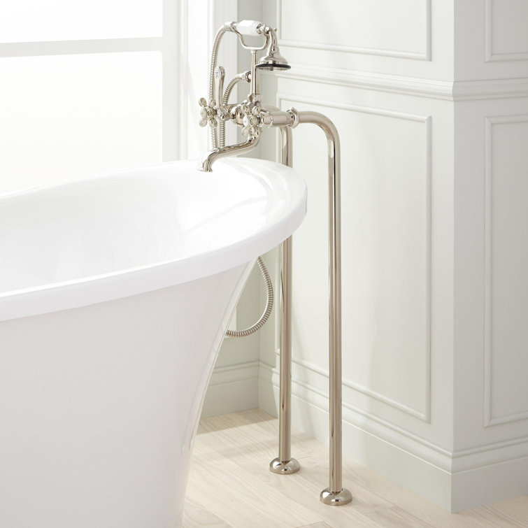 Polished Nickel Telephone Style Floor Mounted Tub Faucet