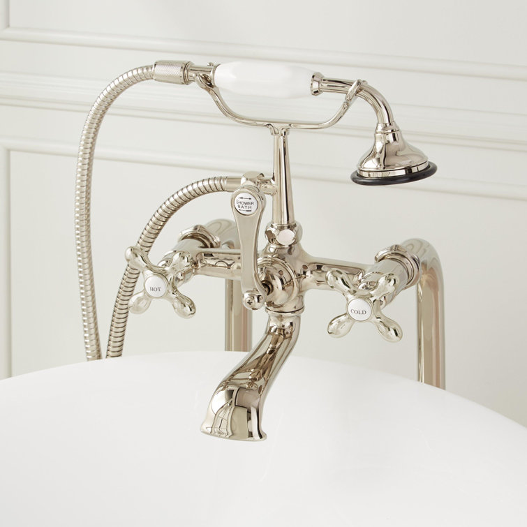 Polished Nickel Telephone Style Floor Mounted Tub Faucet