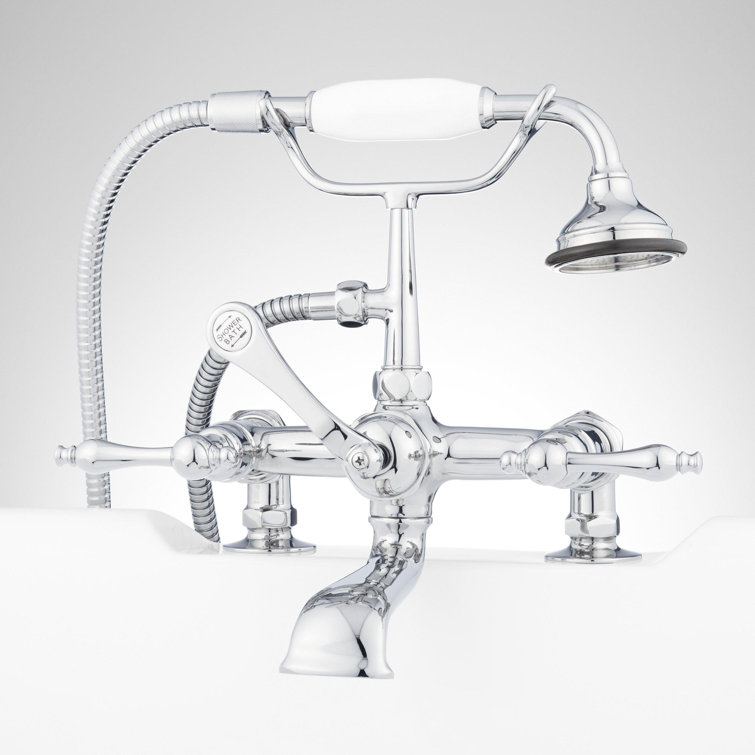 Chrome Telephone Style Deck Mounted Roman Tub Faucet with Lever Handles
