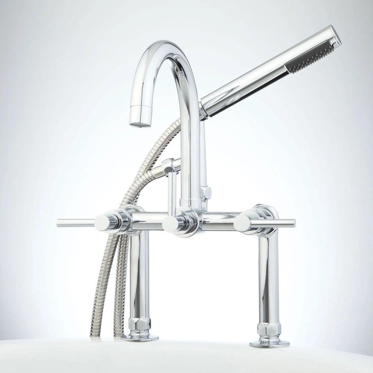 Chrome Deck Mounted Roman Tub Faucet with Lever Handles