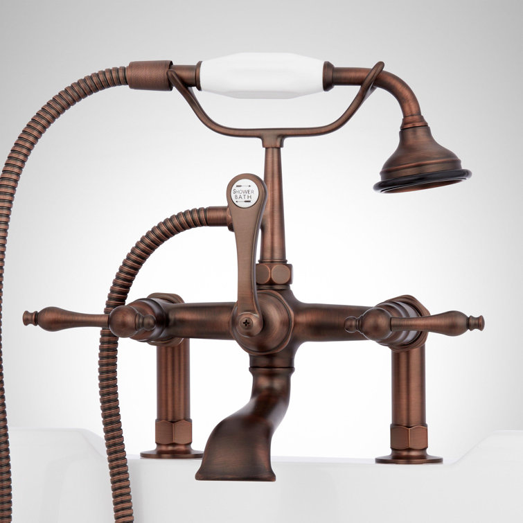 Oil Rubbed Bronze Telephone Style Deck Mounted Roman Tub Faucet