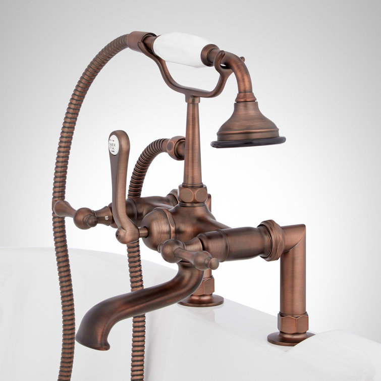 Oil Rubbed Bronze Telephone Style Deck Mounted Roman Tub Faucet