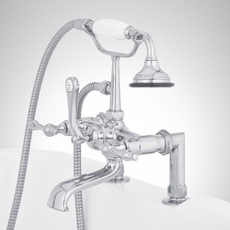 Chrome Telephone Style Deck Mounted Roman Tub Faucet with Lever Handles