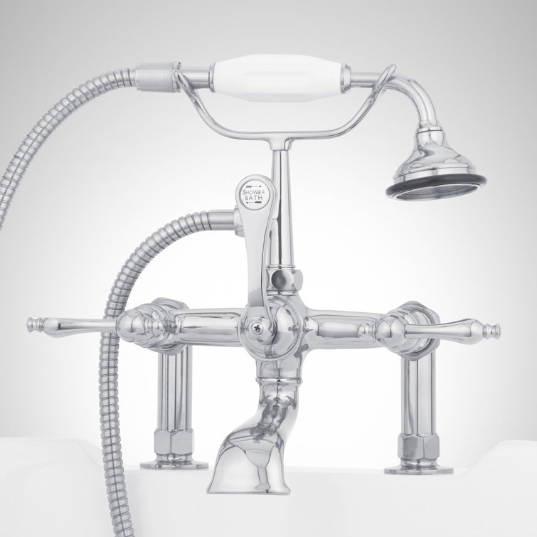 Chrome Telephone Style Deck Mounted Roman Tub Faucet with Lever Handles