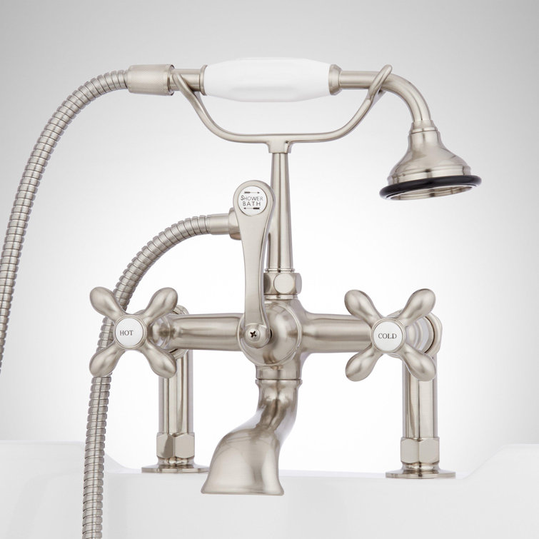Brushed Nickel Telephone Style Deck Mounted Roman Tub Faucet