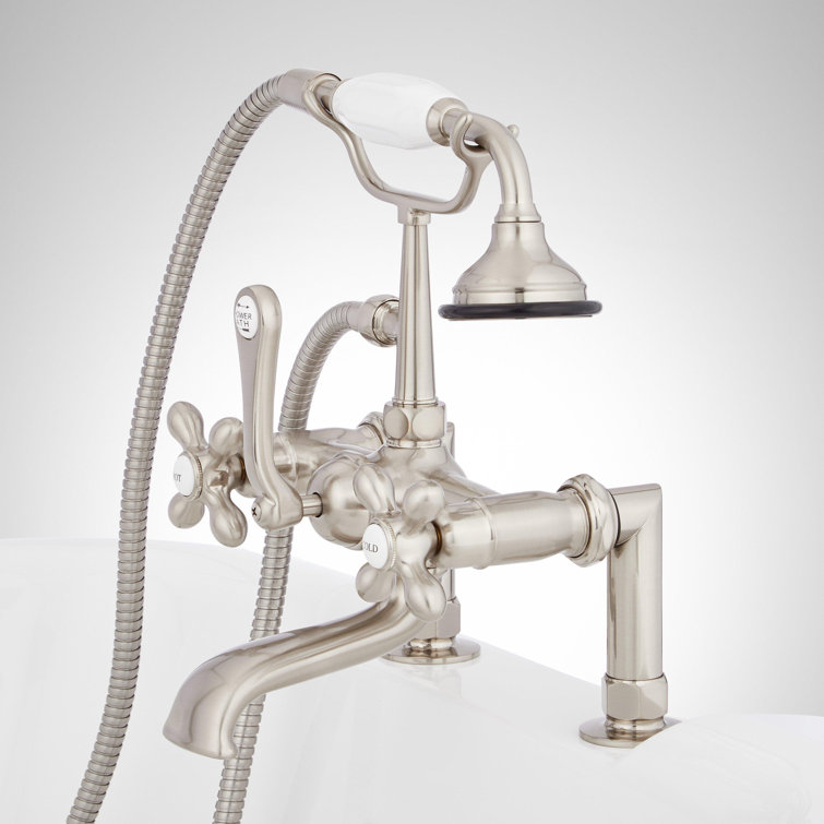 Brushed Nickel Telephone Style Deck Mounted Roman Tub Faucet