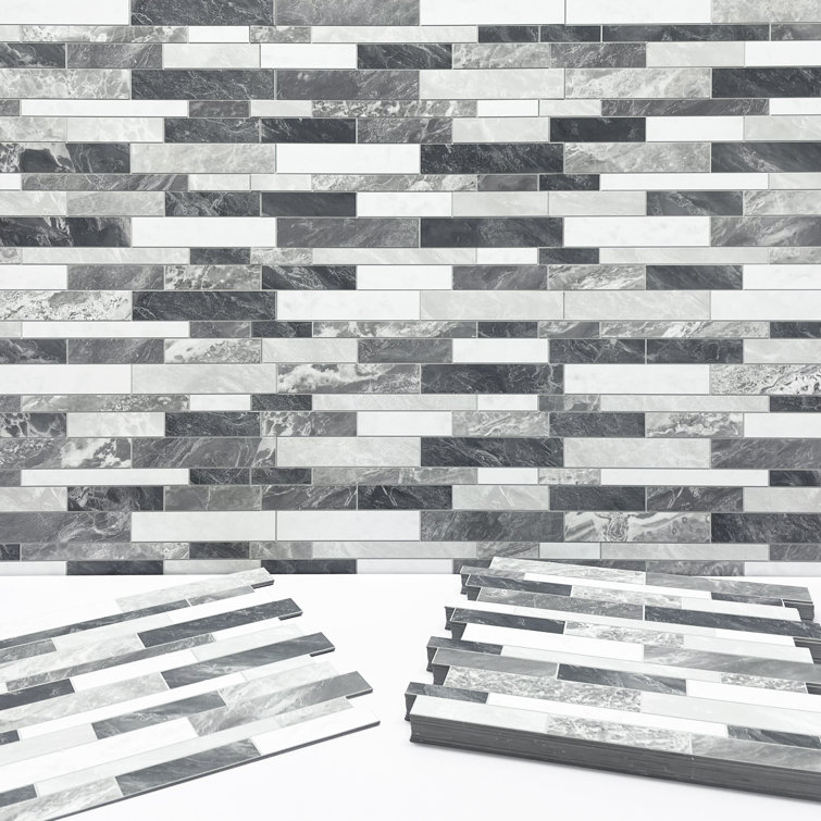 Gray Matte Peel and Stick Mosaic Wall Tile