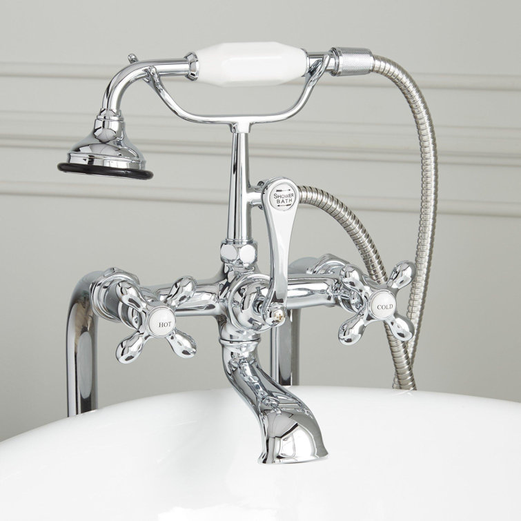 Telephone Style Floor Mounted Tub Faucet with Cross Handles
