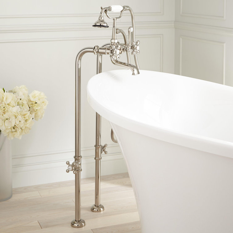 Polished Nickel Telephone Style Floor Mounted Tub Faucet