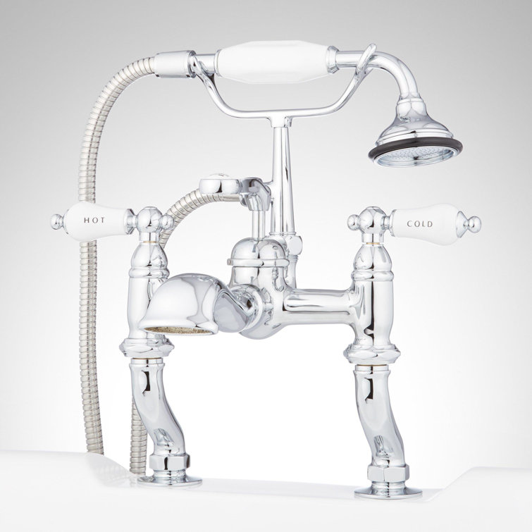 Glenwood Chrome Deck Mounted Roman Tub Faucet with Handshower