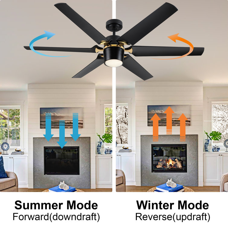 Modern 60'' Black and Gold Ceiling Fan with LED Light and Remote