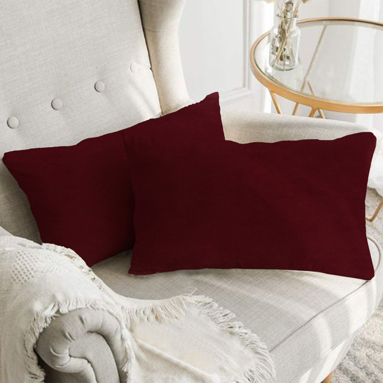 Wine Red 20" x 20" Velvet Throw Pillow Covers Set