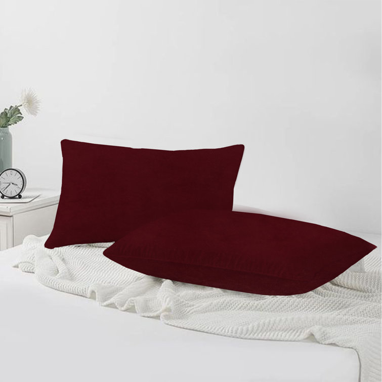Wine Red 20" x 20" Velvet Throw Pillow Covers Set