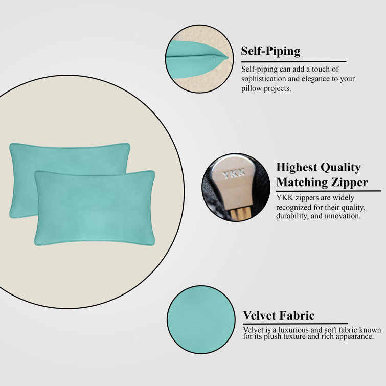 Aqua Blue 20" x 20" Velvet Throw Pillow Covers Set