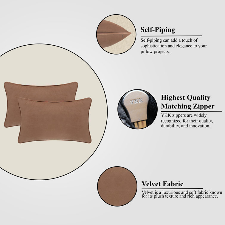 Cocoa Velvet 22" x 22" Pillow Cover Set