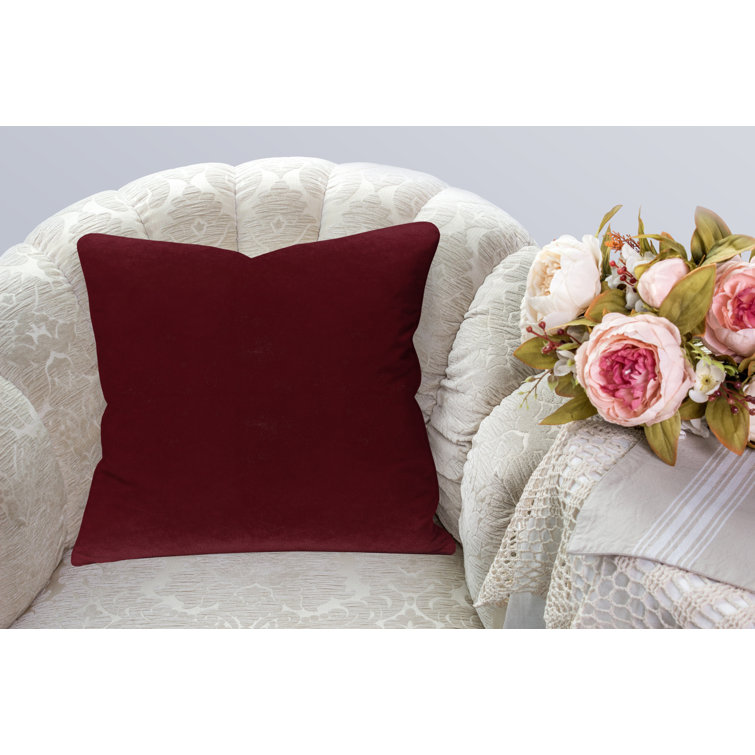 Wine Red 20" x 20" Velvet Throw Pillow Covers Set