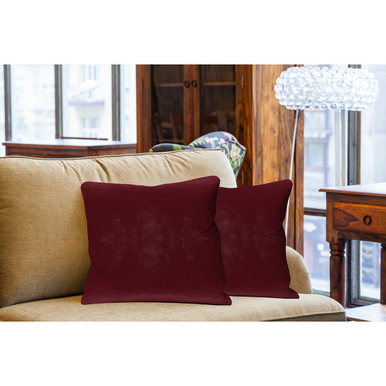 Wine Red 20" x 20" Velvet Throw Pillow Covers Set