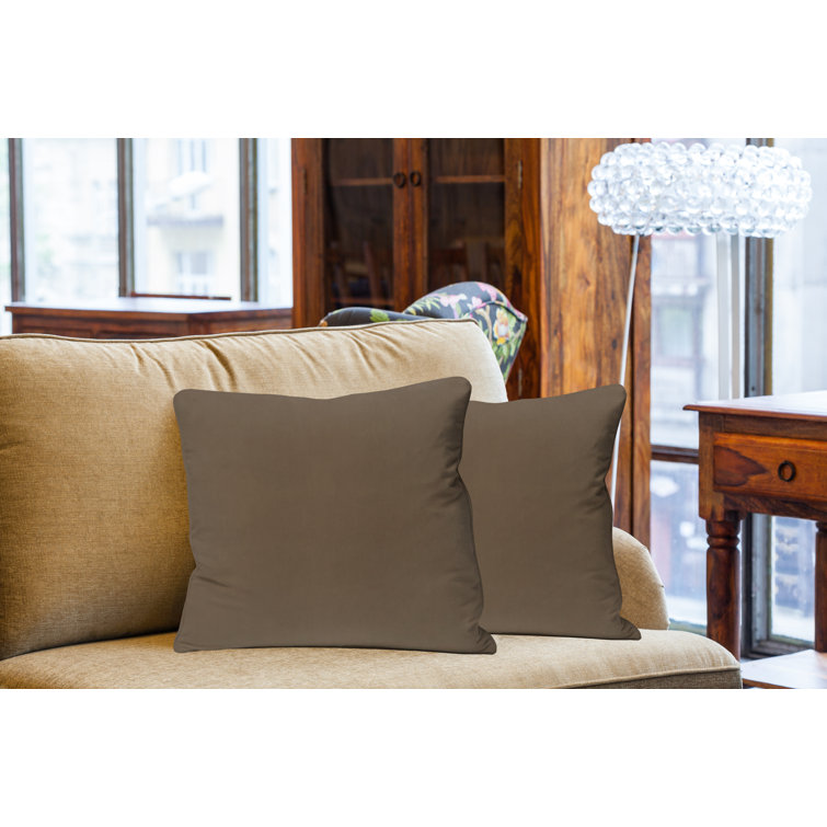 Cocoa Velvet 20" x 20" Pillow Covers with Hidden Zipper