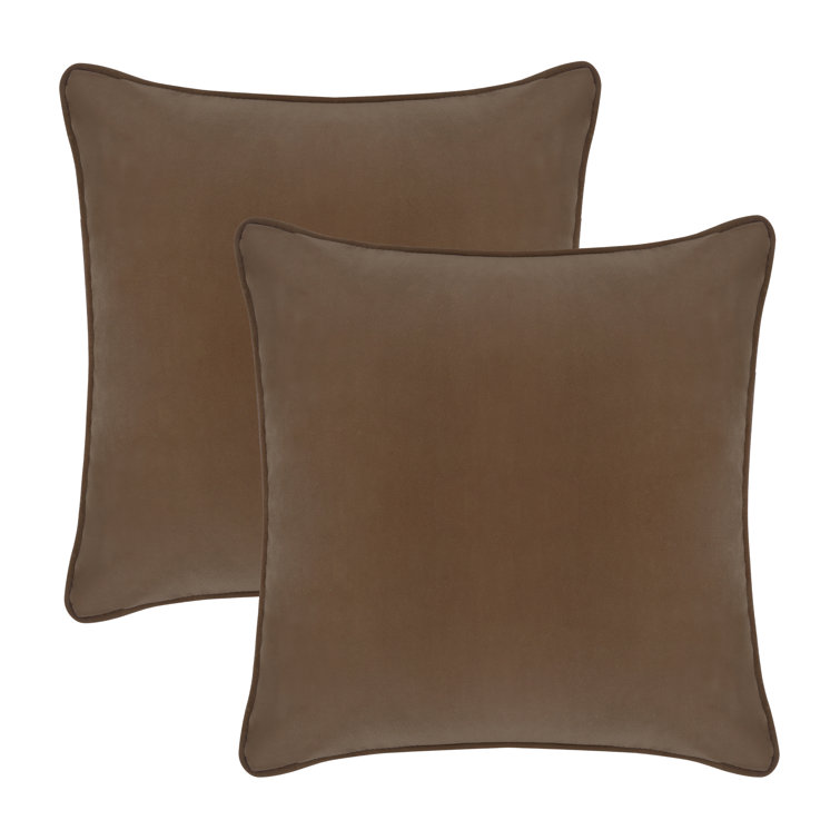 Cocoa Velvet 18" x 18" Decorative Pillow Covers with Hidden Zipper