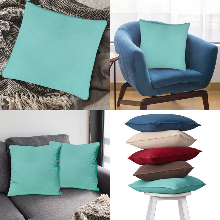 Aqua Blue 20" x 20" Velvet Throw Pillow Covers Set