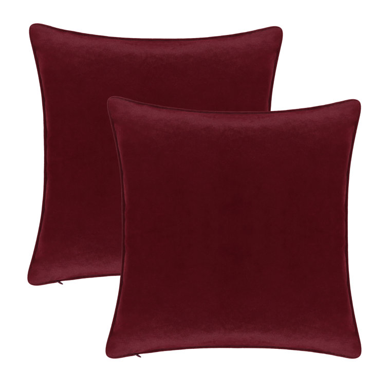 Wine Red 20" x 20" Velvet Throw Pillow Covers Set