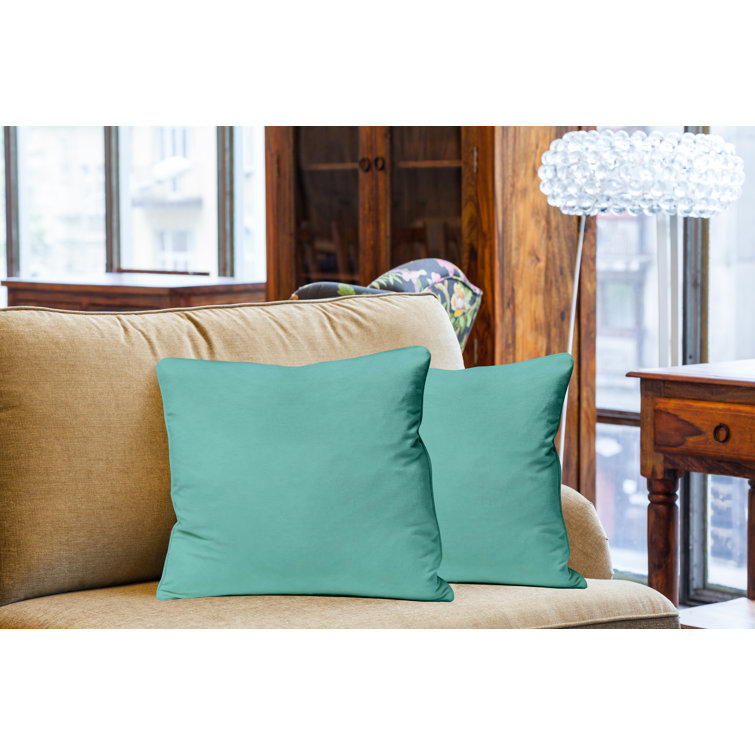 Aqua Blue 20" x 20" Velvet Throw Pillow Covers Set