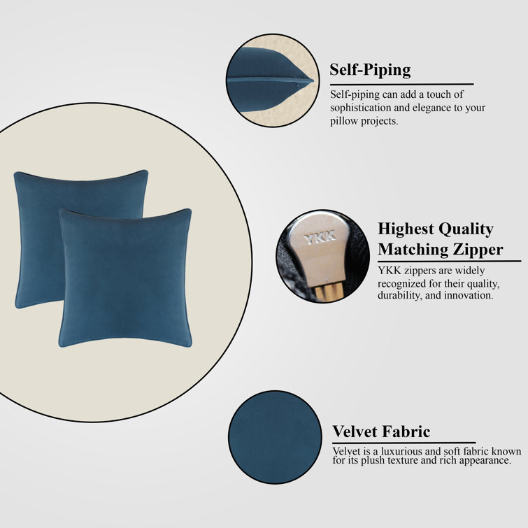 Cocoa Velvet 18" x 18" Decorative Pillow Covers with Hidden Zipper
