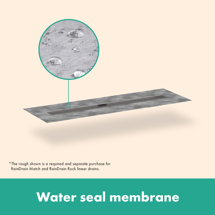 Brushed Stainless Steel Linear Shower Drain with Water Seal Membrane