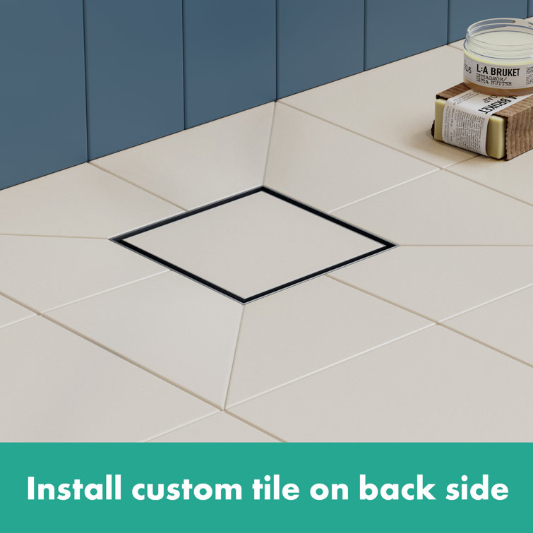 Brushed Stainless Steel 4" x 4" Tileable Shower Drain Set