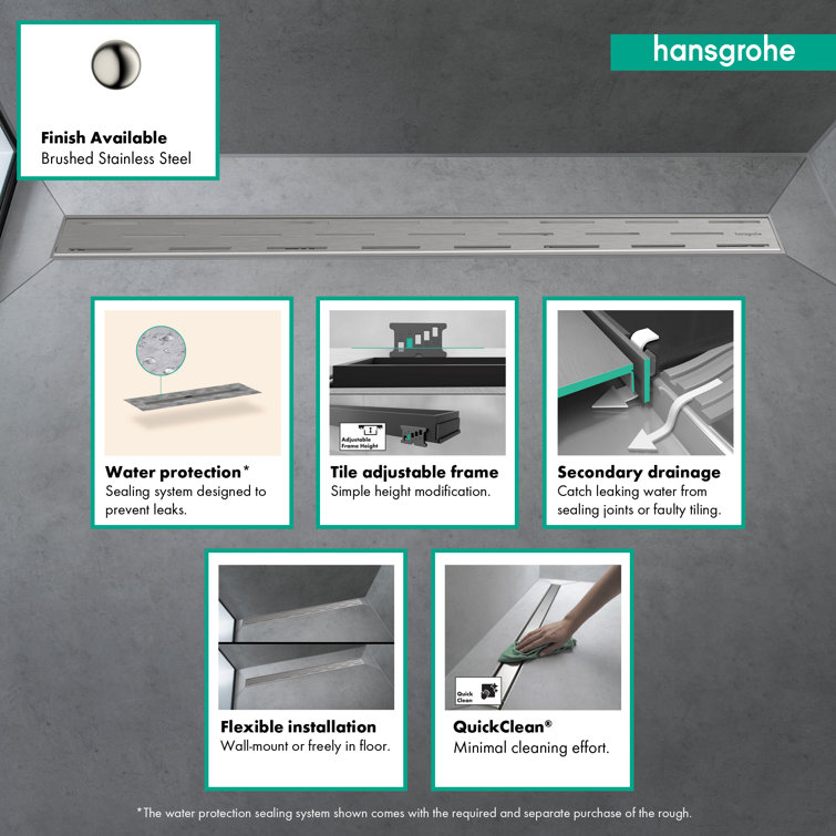 Brushed Stainless Steel 47 1/4" Linear Shower Drain