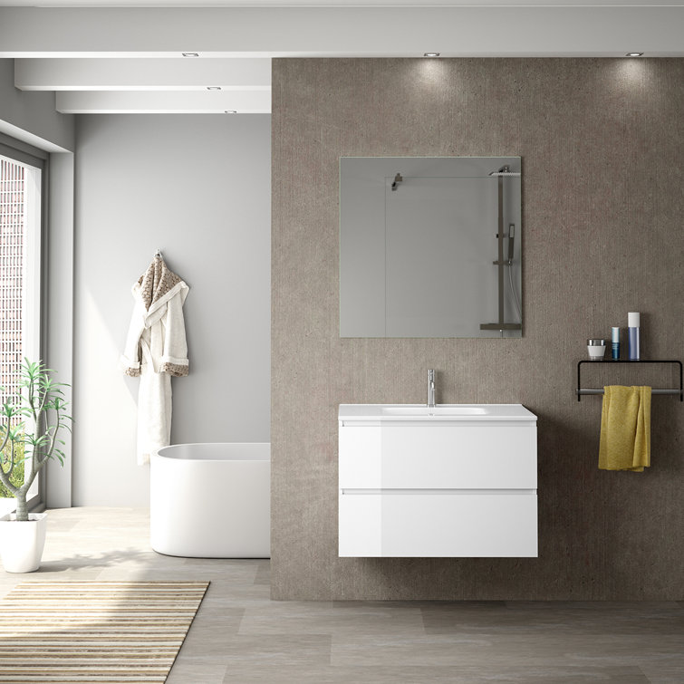 Flora 31.1" Wenge Wall Mounted Single Bathroom Vanity Base