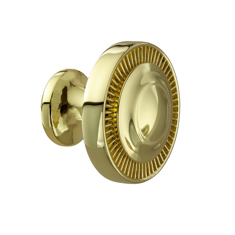 Minted Polished Gold Round Knob with Mounting Hardware