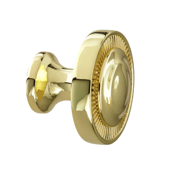 Minted Polished Gold Round Knob with Mounting Hardware