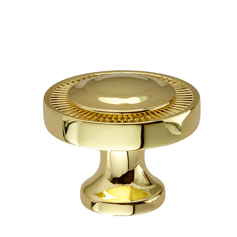 Minted Polished Gold Round Knob with Mounting Hardware