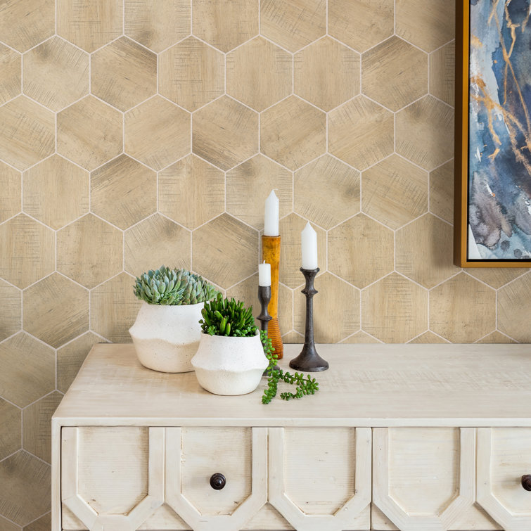 Sawnwood Brown Hexagon Porcelain Wood Look Tile