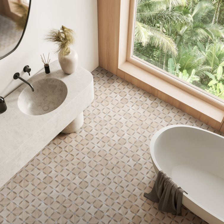 Komi Matte Brown Porcelain 8" x 8" Patterned Tile