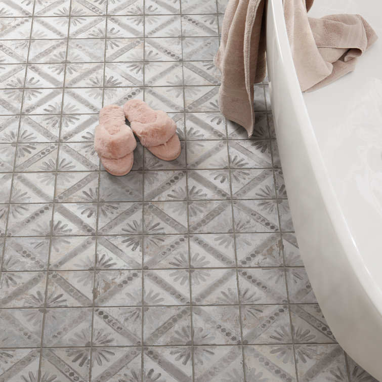 Harmonia 13" x 13" Gray Ceramic Patterned Wall & Floor Tile