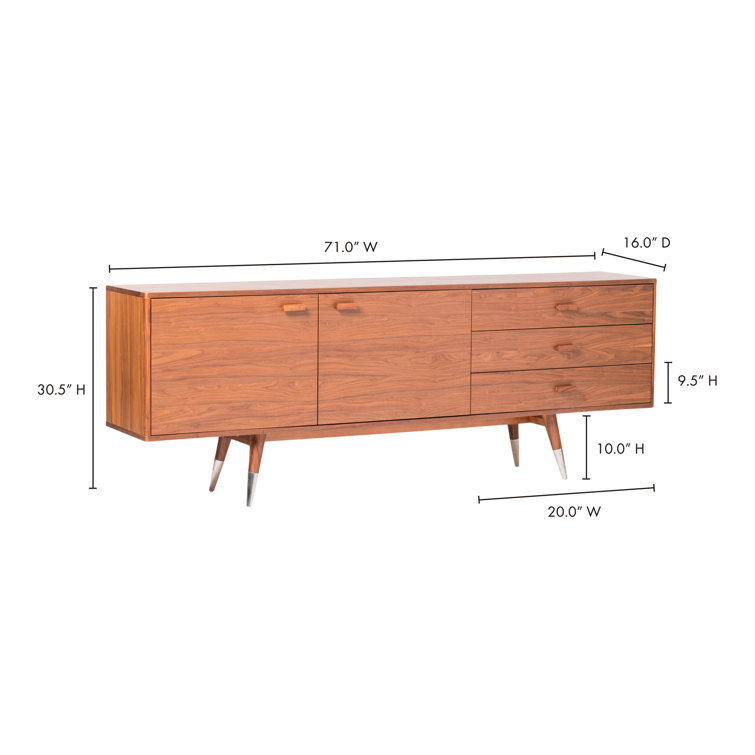 Sienna Walnut Mid-Century Modern Sideboard with Tapered Legs