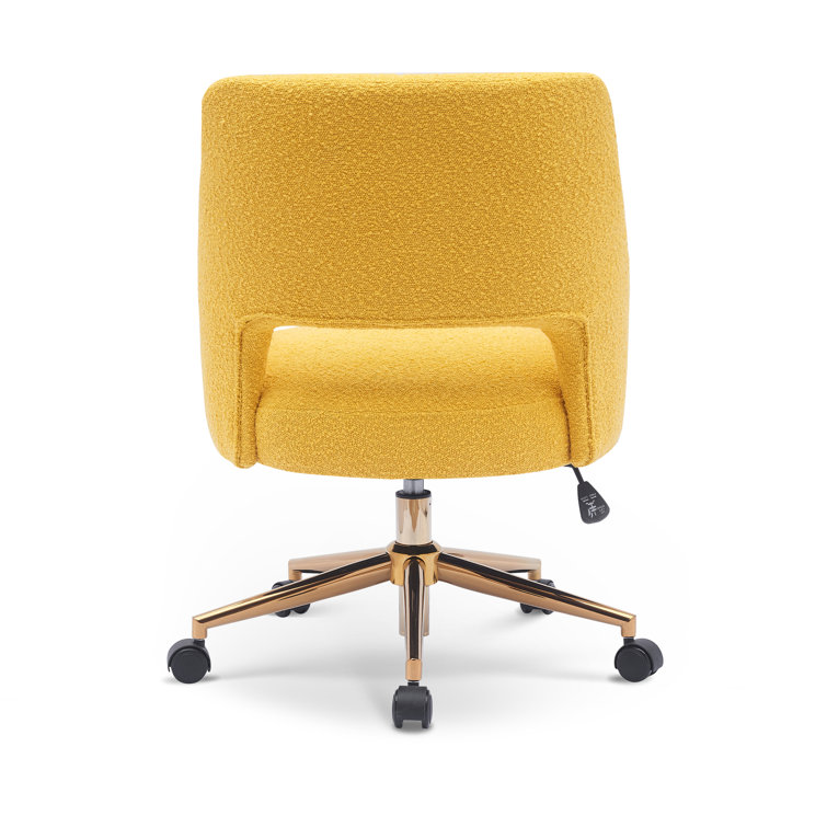 Mustard Boucle Swivel Task Office Chair with Gold Base