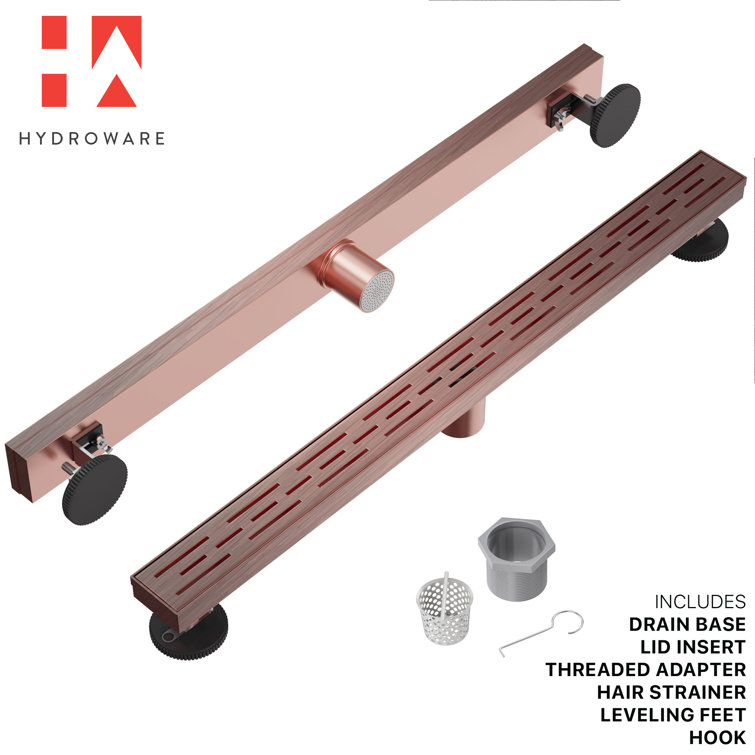 36" Polished Copper Stainless Steel Linear Shower Drain