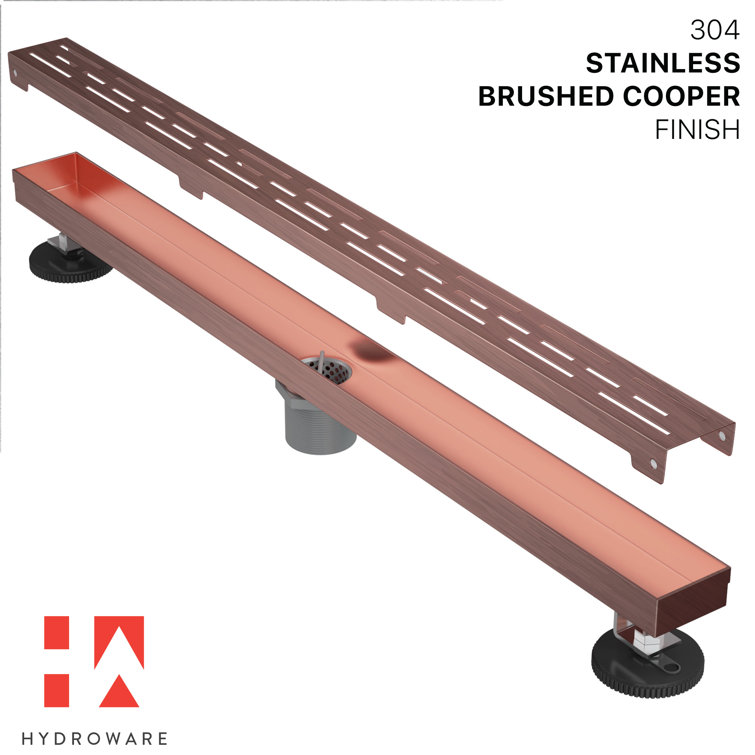 36" Polished Copper Stainless Steel Linear Shower Drain