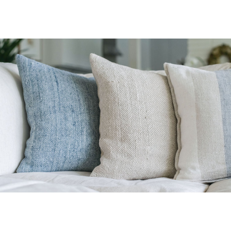 Cream 20" x 20" Linen Woven Throw Pillow