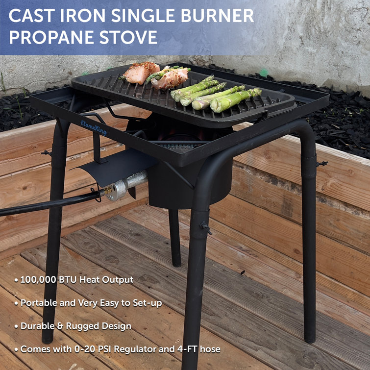 Heavy Duty Black Cast Iron Single Burner Gas Stove
