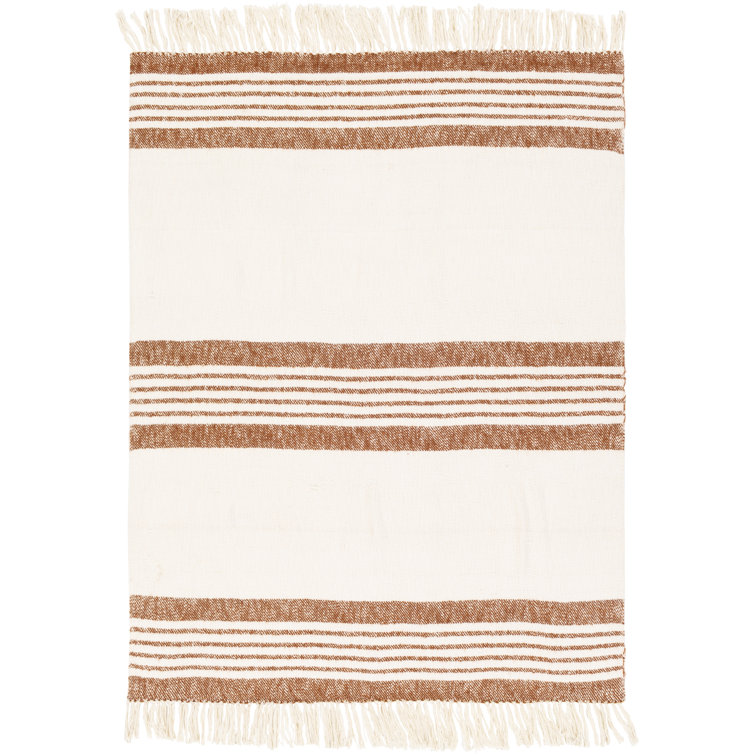 Sully Burnt Orange and Cream Striped Cotton Blend Throw Blanket