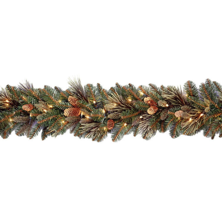 Carolina Pine Festive Pre-Lit Garland with Pine Cones, 9 ft.